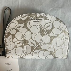 NWT Kate Spade half moon Wristlet, floral & metallic